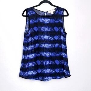 Michael Michael Kors Women's Top Sleeveless Blue Snakeskin Open Back Size 12